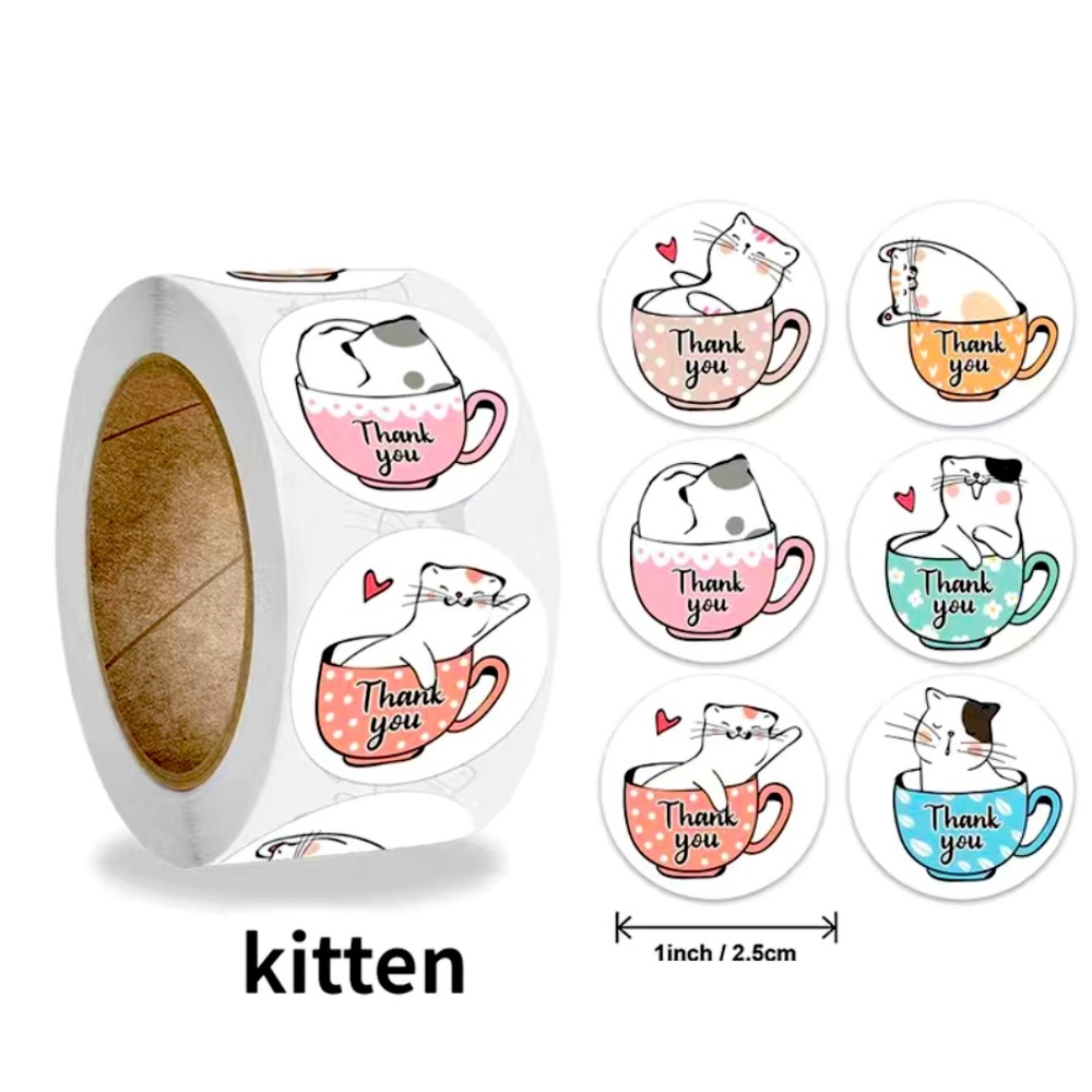 🍒🍒 Kitten Thank You Stickers